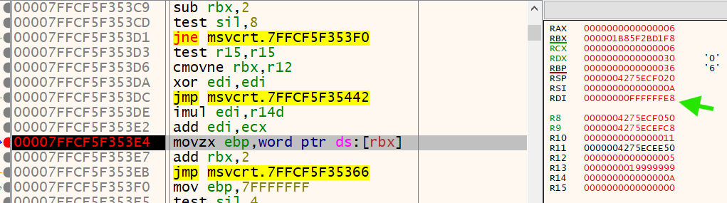 last sstep of the converting loop in the wtoi